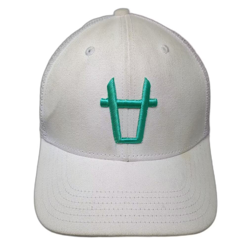 BK Trucker Hat White Green OS Mesh Back Adjustable Embroidered Logo Snapback